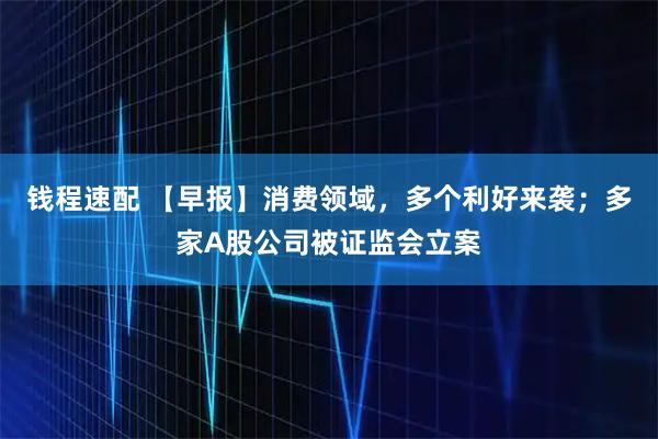 钱程速配 【早报】消费领域，多个利好来袭；多家A股公司被证监会立案